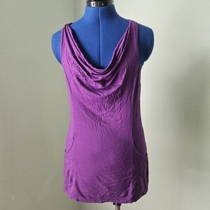 On Gossamer Purple Cowl-Neck Sleeveless Tank With Side Pockets